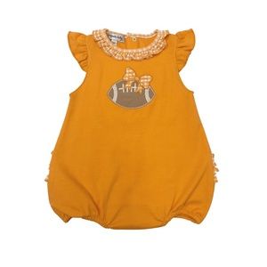 Magnolia Baby Orange Football Appliqué Bubble 24M